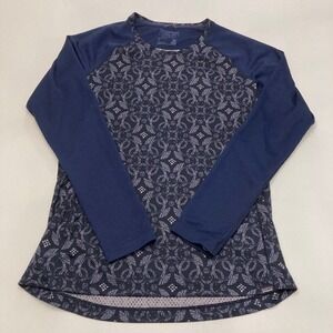 Patagonia Midweight Capilene Baselayer Crew Neck Shirt Blue Geometric Womens L
